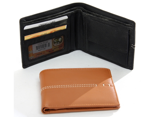 Leather BiFold Credit Card ID Window Double Bill