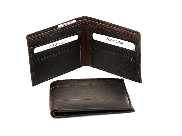 Cheap Bifold Double Bill 6 Credit Card Decorative Stitched Wallet