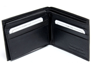 Leather 9 Credit Card Id Window Bifold Double Bill