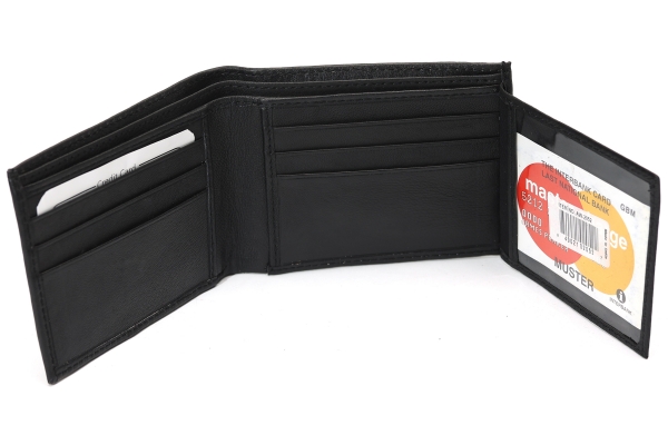Double Bill 6 Credit Card 2 ID Window Leather Wallet