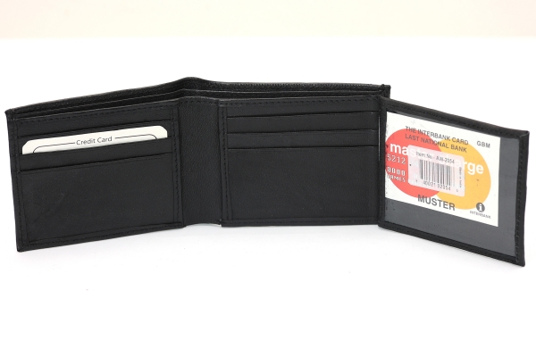 BiFold Leather Mens 9 Credit Card 1 ID Window