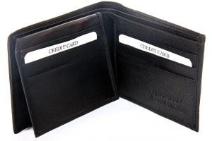 Leather 9 Credit Card ID Window Bifold Double Bill