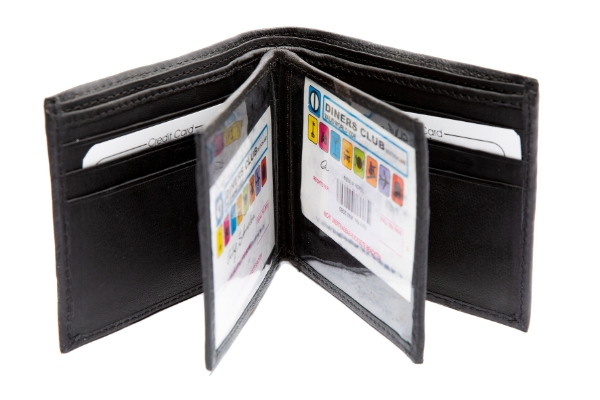 Leather Bifold 12 Credit Card Slot 2 ID Window