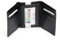 Trifold 6 Credit Card 1 ID Window Leather Wallet