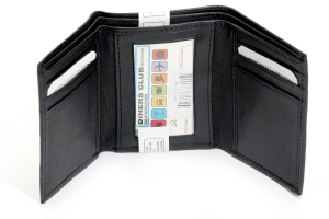 Trifold 6 Credit Card 1 ID Window Leather Wallet