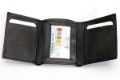 Trifold 6 Credit Card 1 ID Window Leather Wallet