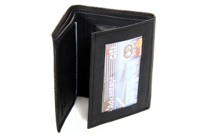 Trifold 6 Credit Card 2 ID Mens Leather Wallet