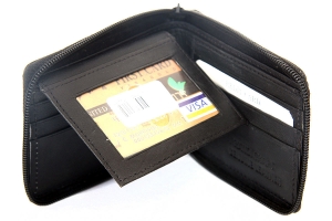 Leather Zip-Around BiFold 6 Credit Card 2 ID Window