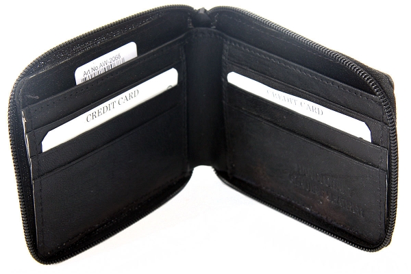 Leather Zip-Around BiFold Single Bill 6 Credit Card