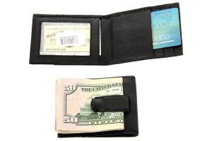 Leather Money Clip Slim Design Credit Card ID Holder