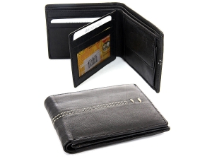 Leather Bifold 6 Credit Card Slots 1 Id Window Stitch Design