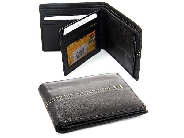 Leather Bifold 6 Credit Card Slots 1 Id Window Stitch Design