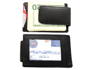 Leather Magnetic Money Clip Credit Card ID Holder