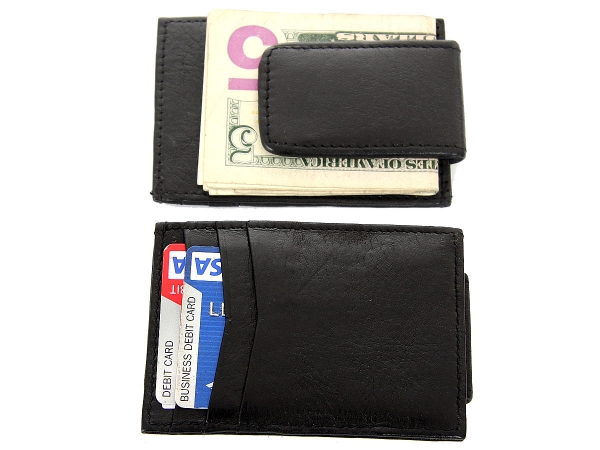 Lot of 12 Leather Slim Magnetic Money Clip 3 Credit Card Wholesale Dozen