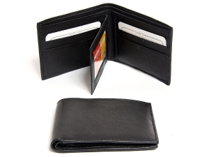 Mens 2 Id Window 6 Credit Card BiFold Leather Wallet