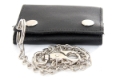 Trifold Snap Lock Leather Biker Wallet