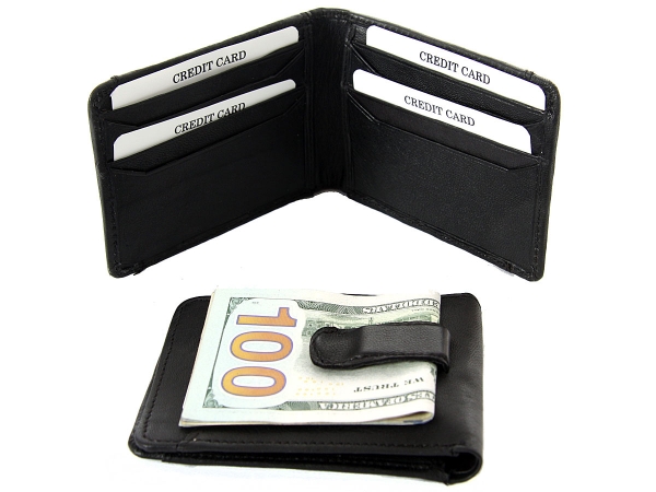 Leather Money Clip Slim Design Credit Card Id Holder