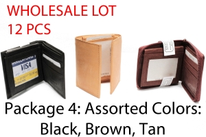 Wholesale lot of 12 Mens Bifold Trifold Leather Wallets