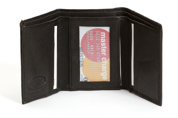 Leather TriFold 6 Credit Card 2 ID Window