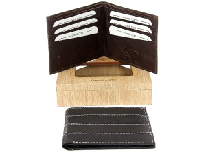 Mens Double Bill Bifold Credit Card Leather Wallet