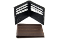 Mens Double Bill Bifold 6 Credit Card Leather Wallet