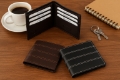 Mens Double Bill Bifold 6 Credit Card Leather Wallet