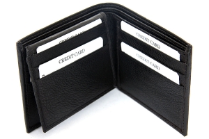 9 Credit Card 1 ID Window Double Bill Bifold Leather