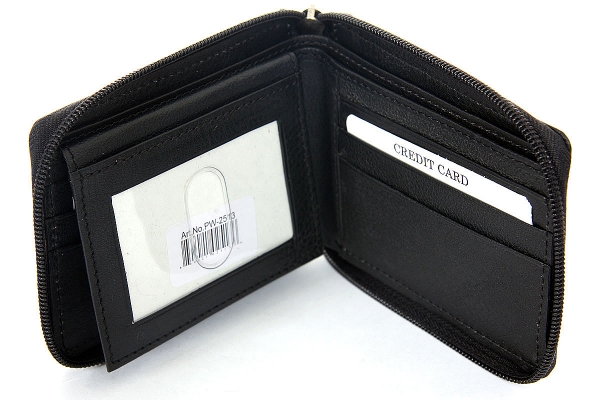 Leather Zip-Around Bifold 6 Credit Card 2 ID Window