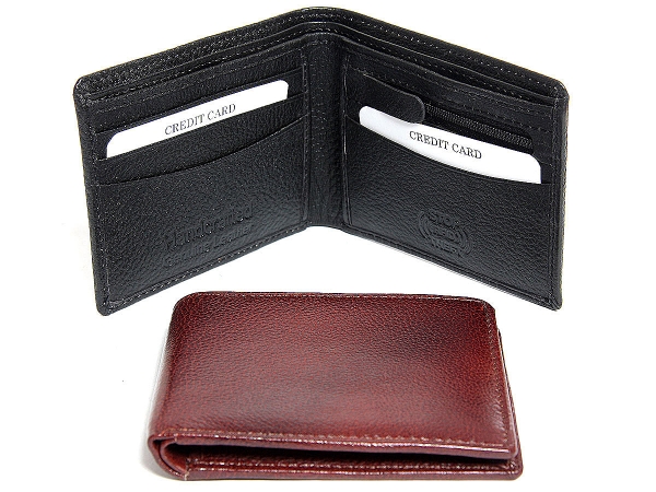 RFID Blocking 4 Credit Card Double Bill Leather