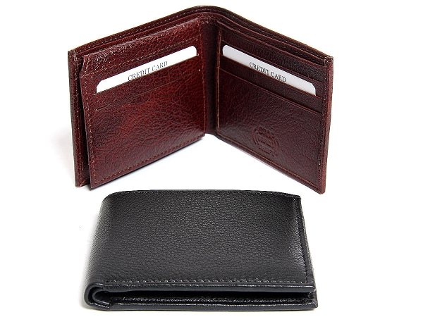 RFID Double Bill Bifold Leather 9 Credit Card 1 Id Window