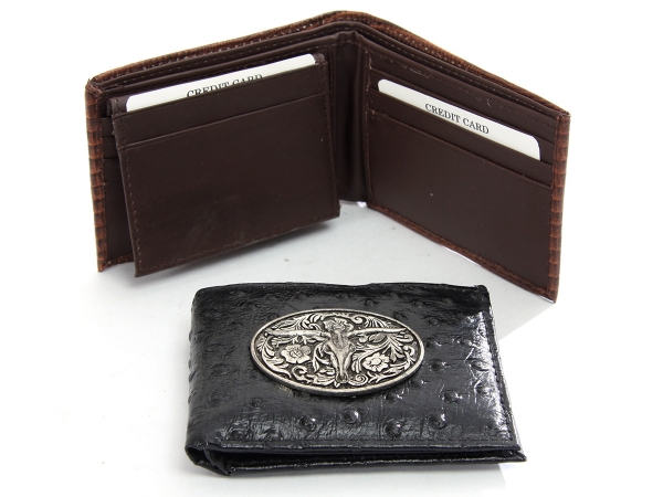 BiFold Double Bill 6 Credit Card 2 ID Bull  Design Concho Wallet