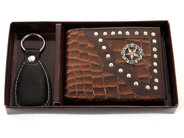 Gift Box 7 Credit Card Slot Double Bill with Key Ring