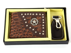 Gift Box 7 Credit Card Slot Double Bill with Key Ring