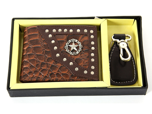 Gift Box 7 Credit Card Slot Double Bill with Key Ring